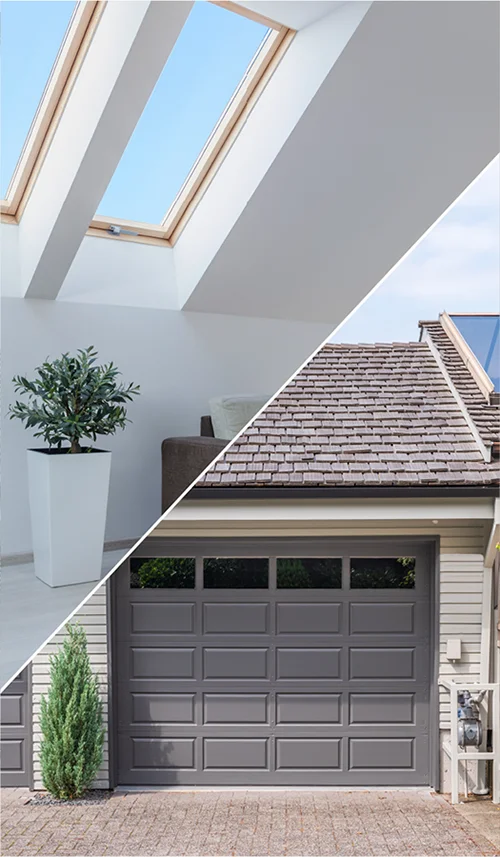 ceiling window and garage door